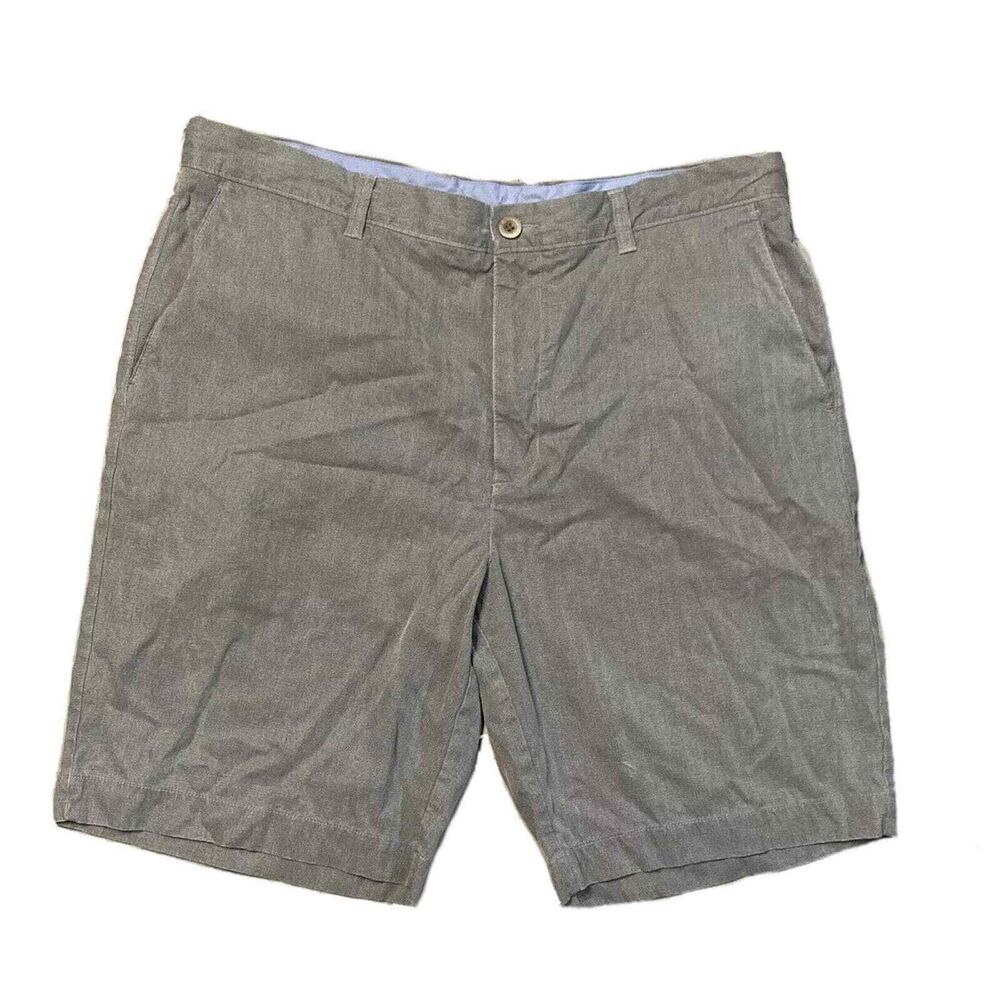 Tommy Bahama Mens Shorts Chino Deck 38 Cotton‎ Blend Flat Front Gray Heather